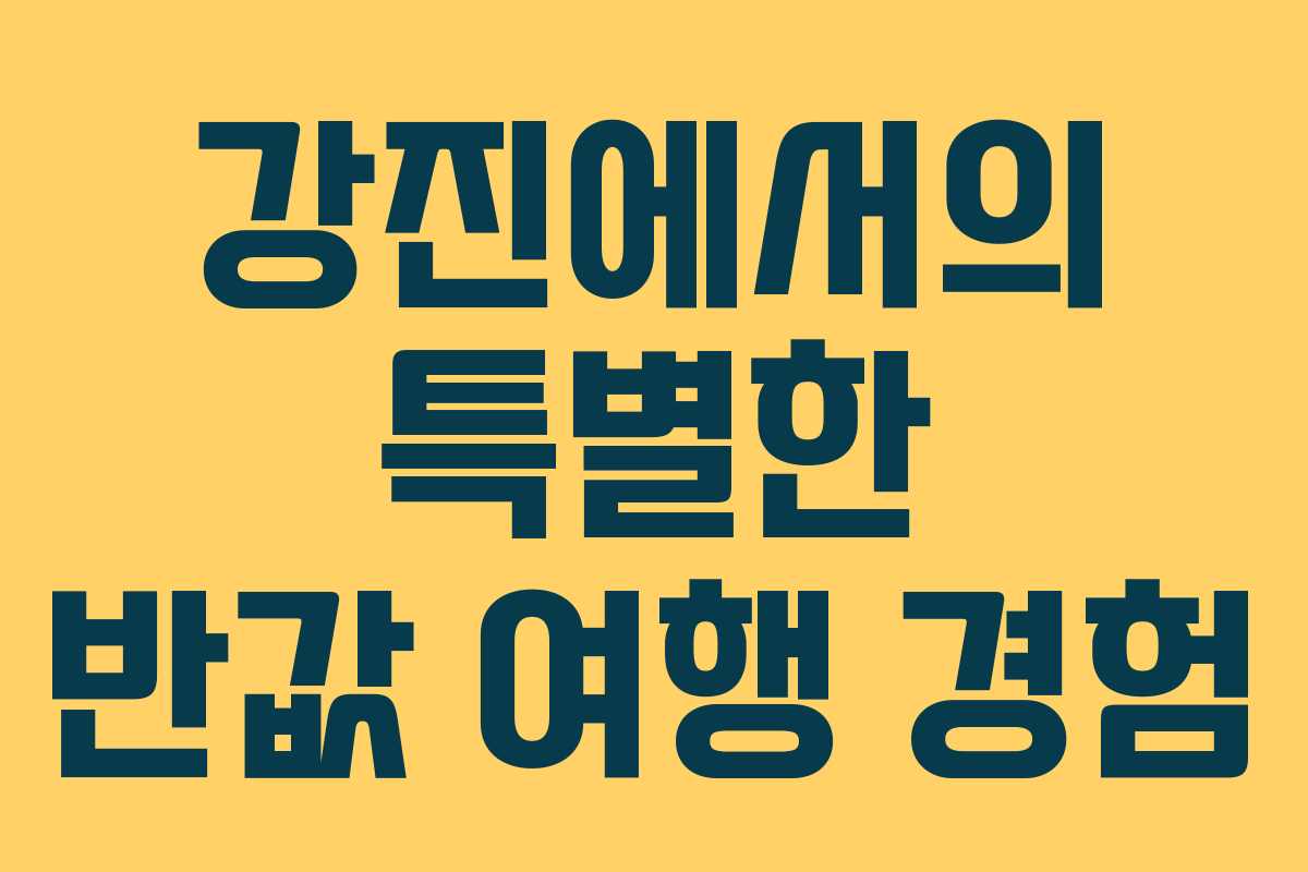 강진에서의 특별한 반값 여행 경험