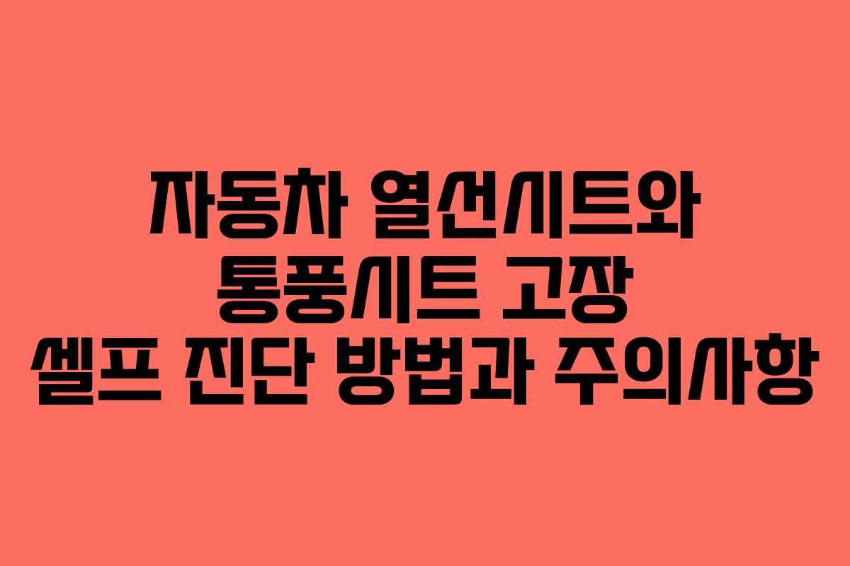 자동차 열선시트와 통풍시트 고장 셀프 진단 방법과 주의사항