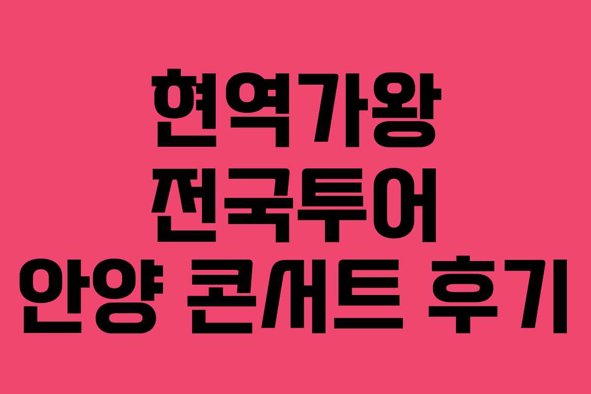 현역가왕 전국투어 안양 콘서트 후기