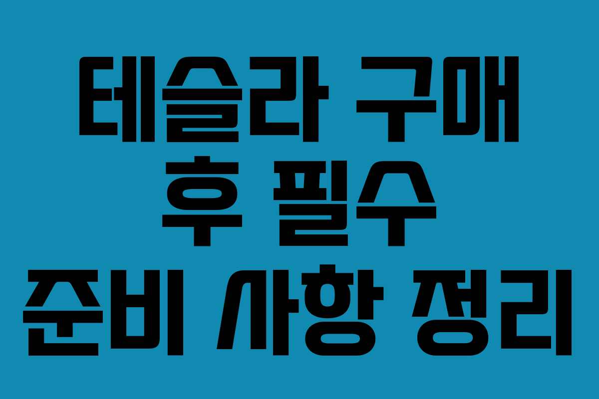 테슬라 구매 후 필수 준비 사항 정리