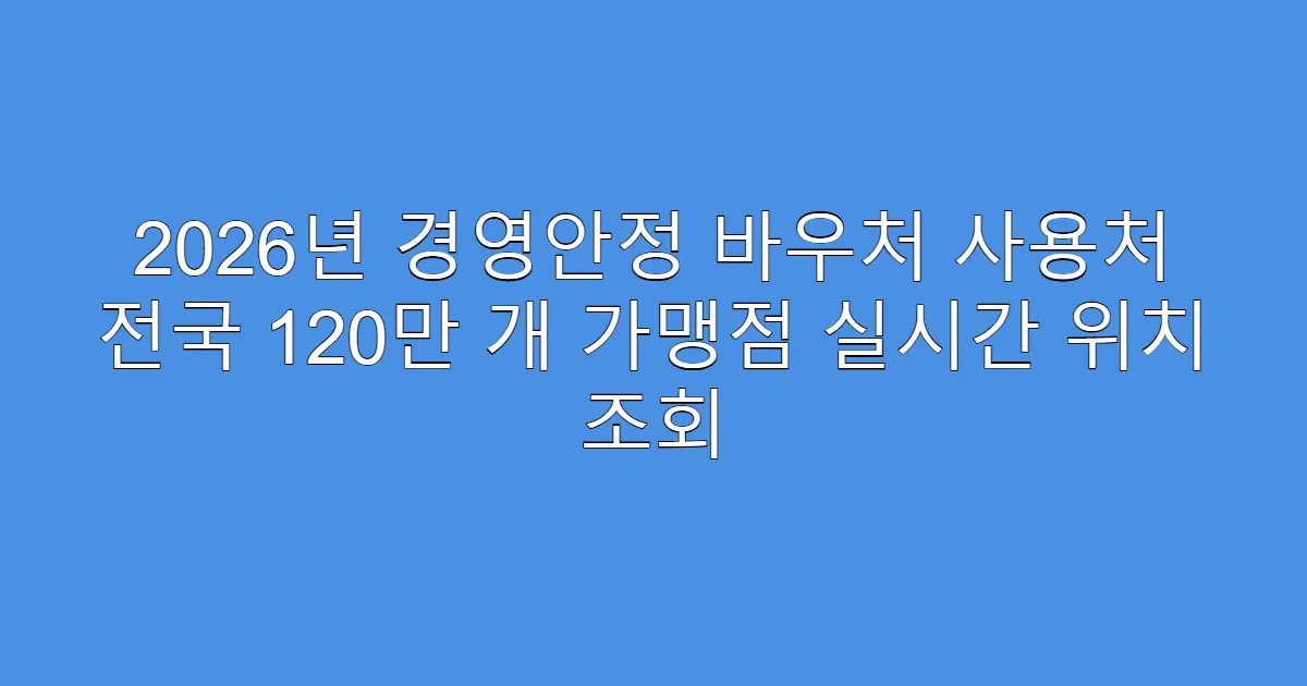 2026년 경영안정 바우처 사용처 전국 120만 개 가맹점 실시간 위치 조회