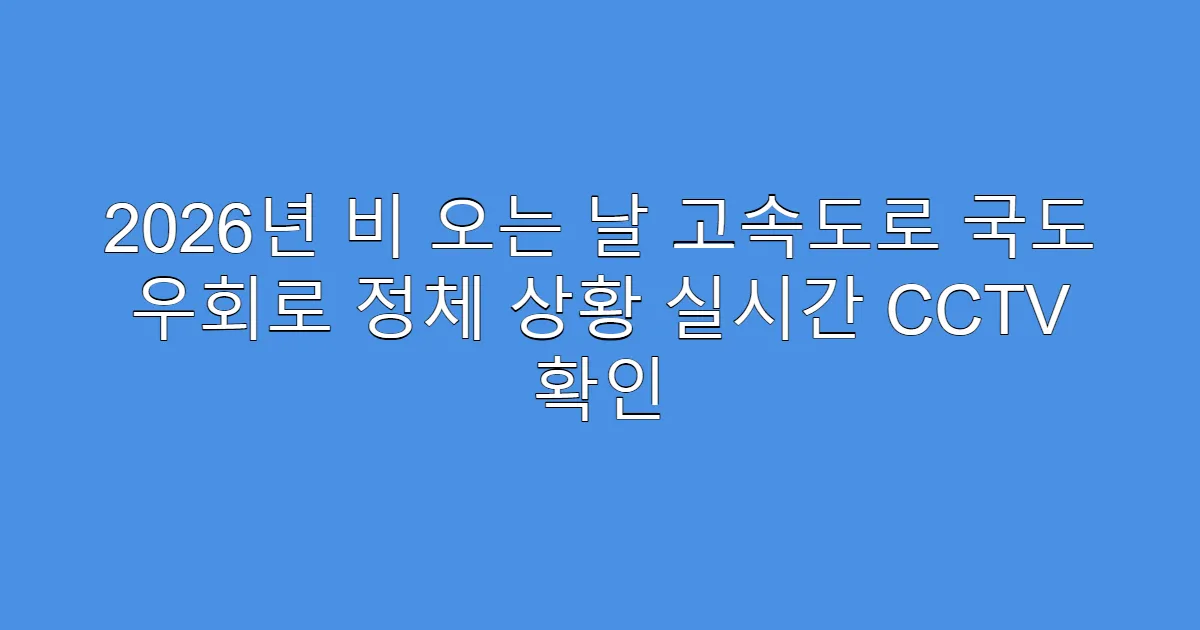 2026년 비 오는 날 고속도로 국도 우회로 정체 상황 실시간 CCTV 확인