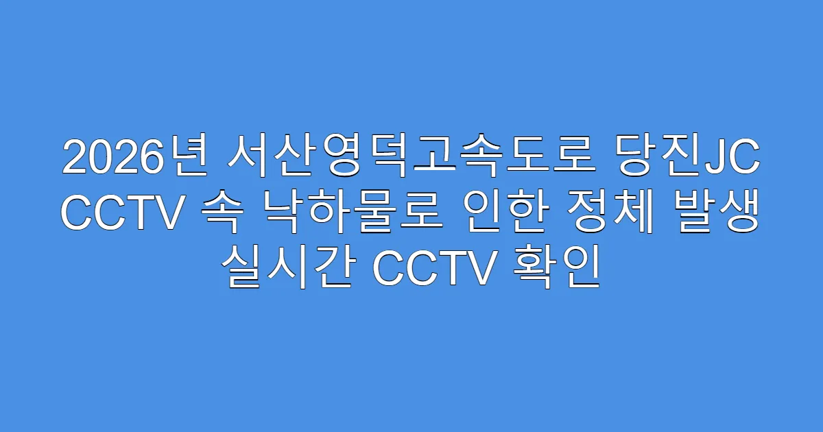 2026년 서산영덕고속도로 당진JC CCTV 속 낙하물로 인한 정체 발생 실시간 CCTV 확인