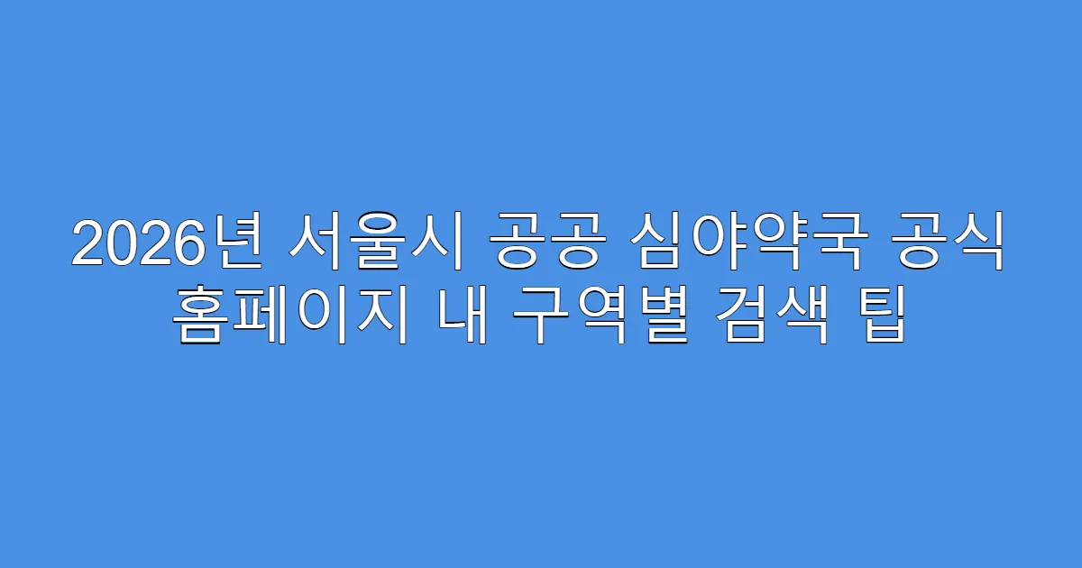 2026년 서울시 공공 심야약국 공식 홈페이지 내 구역별 검색 팁