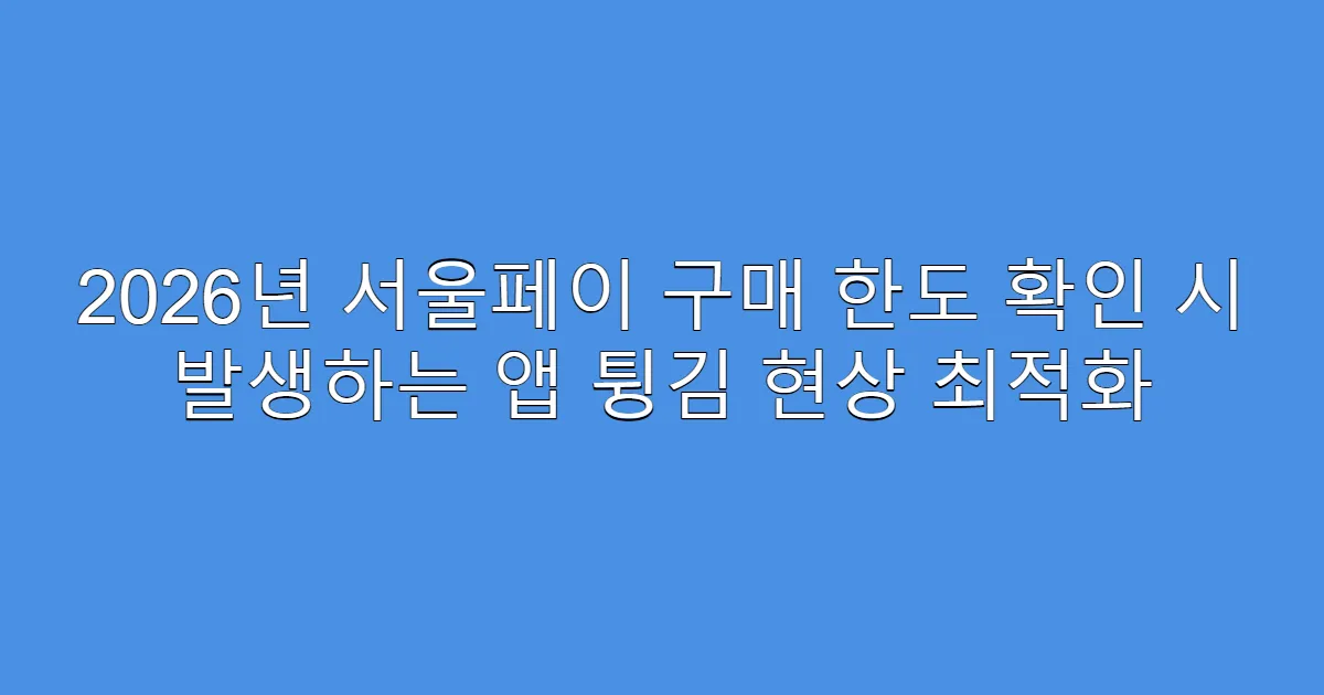 2026년 서울페이 구매 한도 확인 시 발생하는 앱 튕김 현상 최적화