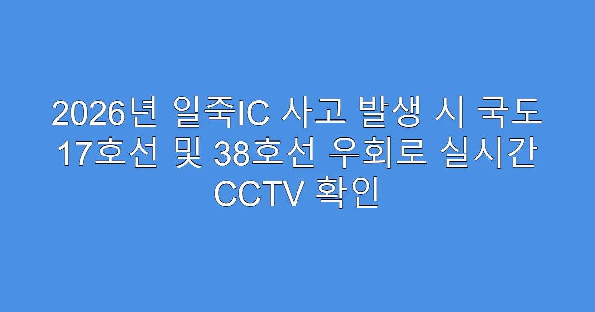 2026년 일죽IC 사고 발생 시 국도 17호선 및 38호선 우회로 실시간 CCTV 확인