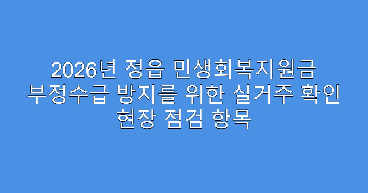 2026년 정읍 민생회복지원금 부정수급 방지를 위한 실거주 확인 현장 점검 항목