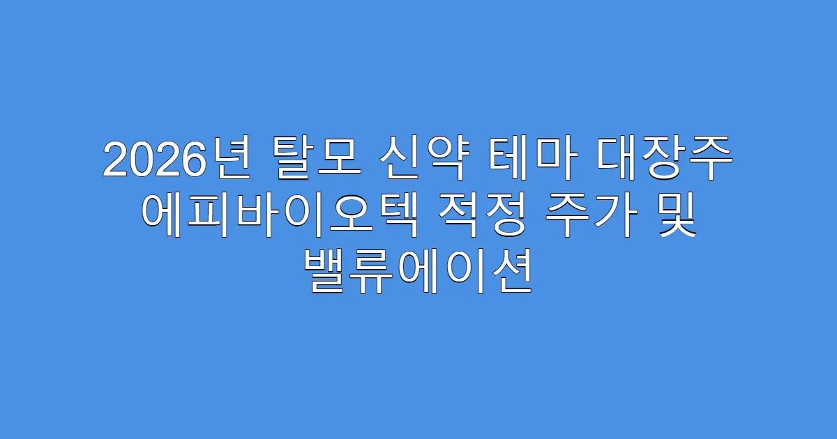 2026년 탈모 신약 테마 대장주 에피바이오텍 적정 주가 및 밸류에이션