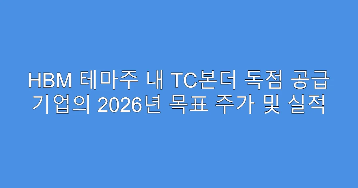 HBM 테마주 내 TC본더 독점 공급 기업의 2026년 목표 주가 및 실적