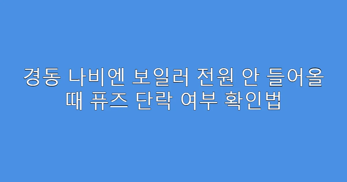 경동 나비엔 보일러 전원 안 들어올 때 퓨즈 단락 여부 확인법