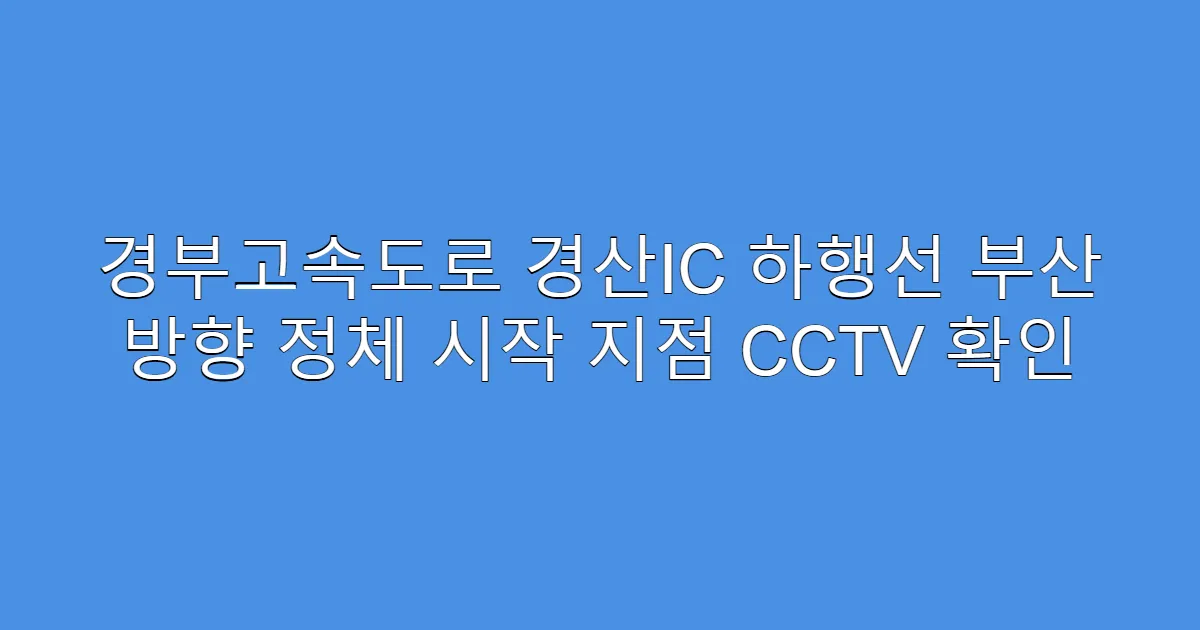 경부고속도로 경산IC 하행선 부산 방향 정체 시작 지점 CCTV 확인