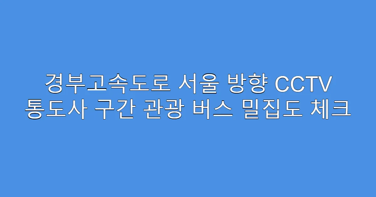 경부고속도로 서울 방향 CCTV 통도사 구간 관광 버스 밀집도 체크