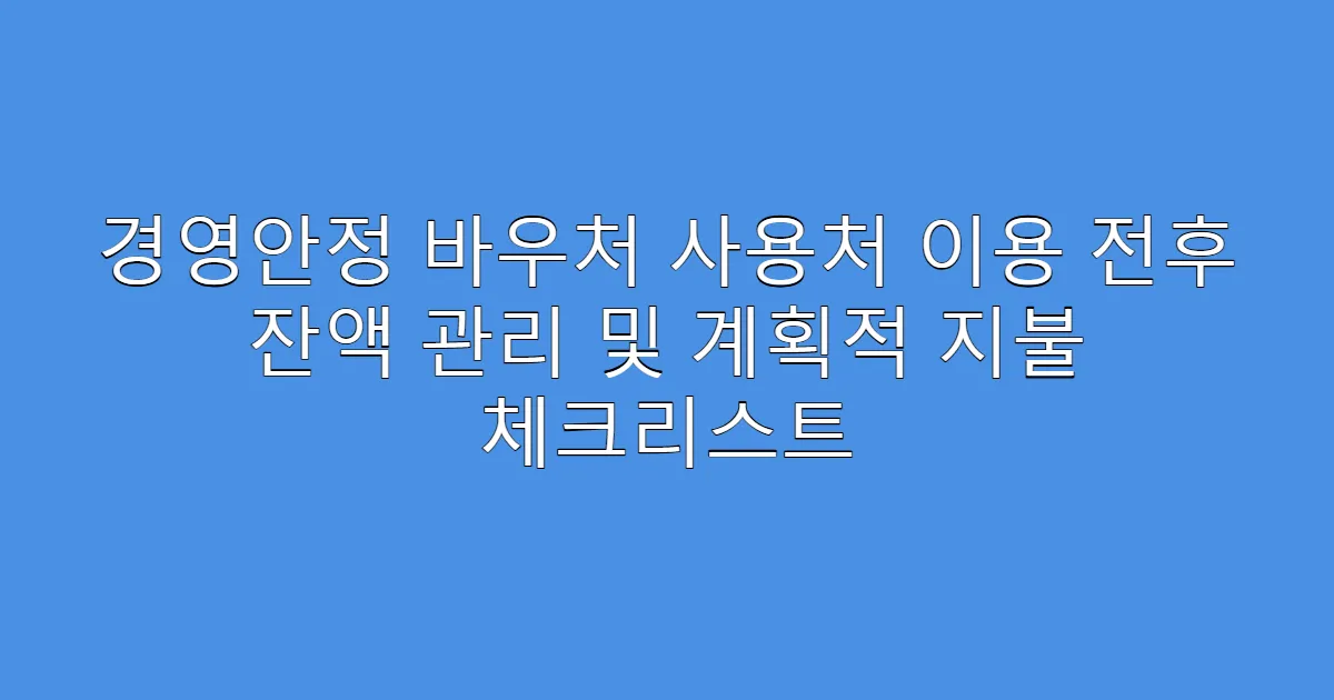 경영안정 바우처 사용처 이용 전후 잔액 관리 및 계획적 지불 체크리스트