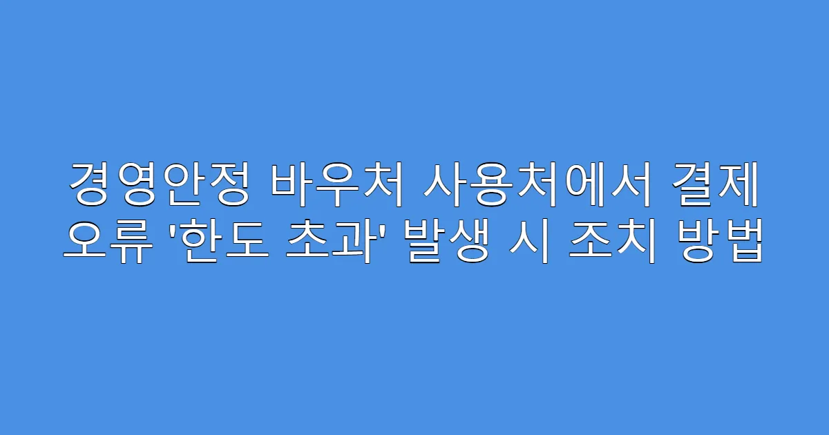 경영안정 바우처 사용처에서 결제 오류 ‘한도 초과’ 발생 시 조치 방법