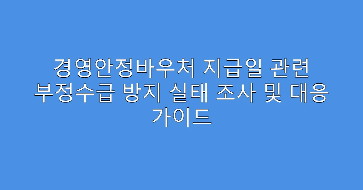 경영안정바우처 지급일 관련 부정수급 방지 실태 조사 및 대응 가이드