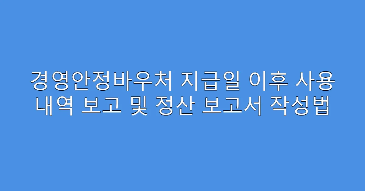 경영안정바우처 지급일 이후 사용 내역 보고 및 정산 보고서 작성법