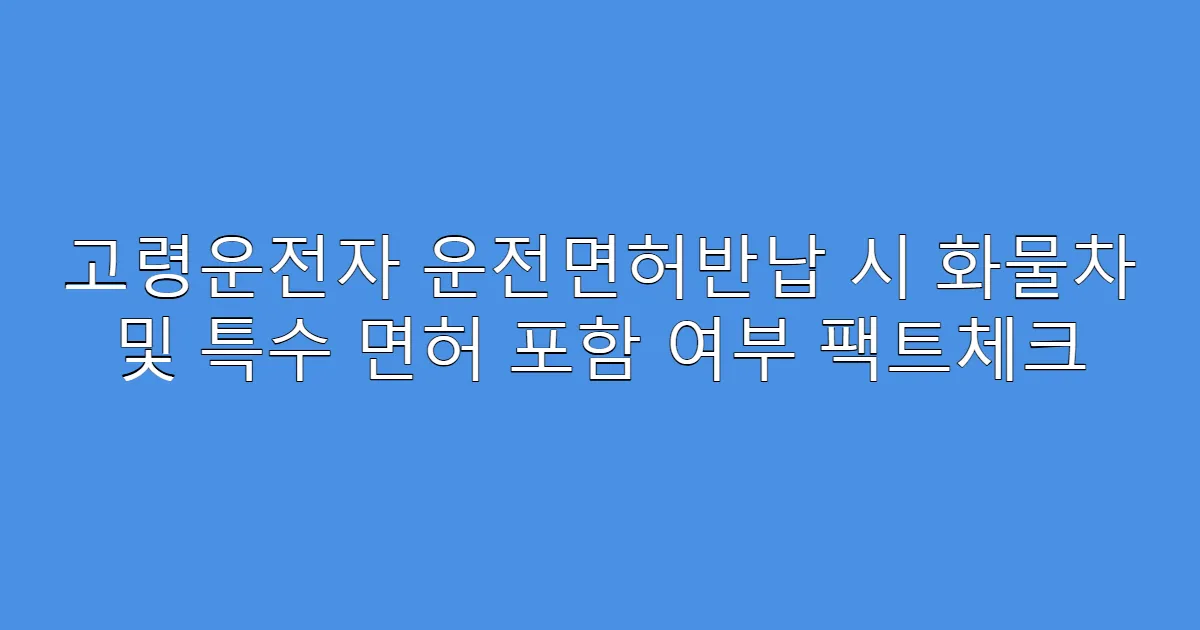 고령운전자 운전면허반납 시 화물차 및 특수 면허 포함 여부 팩트체크