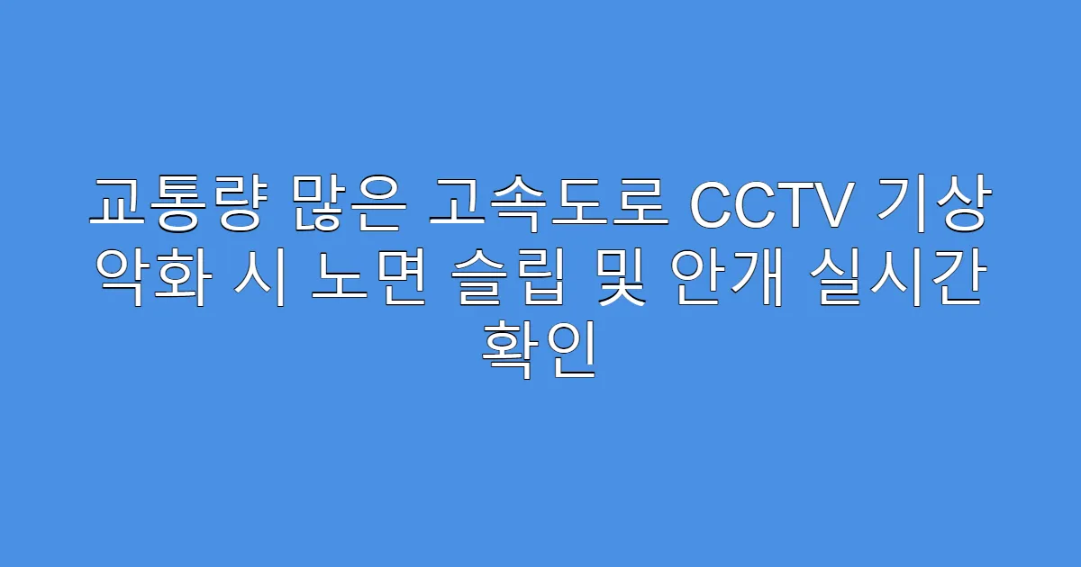 교통량 많은 고속도로 CCTV 기상 악화 시 노면 슬립 및 안개 실시간 확인