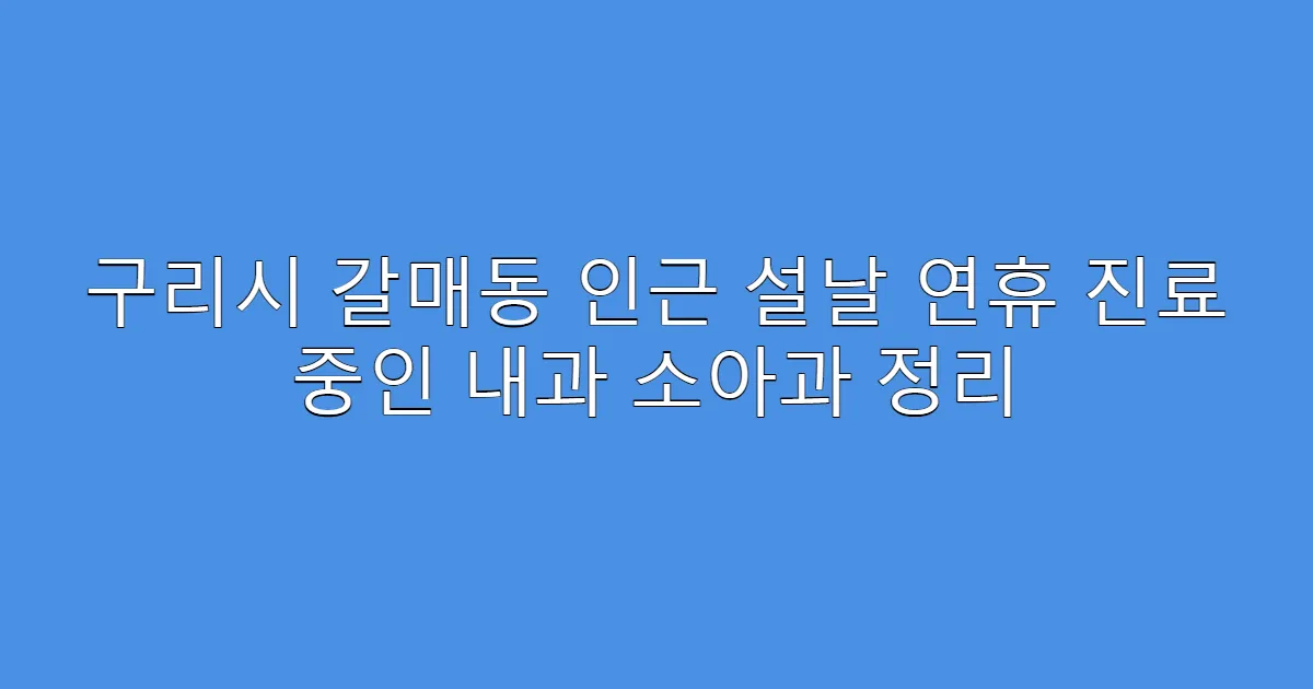 구리시 갈매동 인근 설날 연휴 진료 중인 내과 소아과 정리