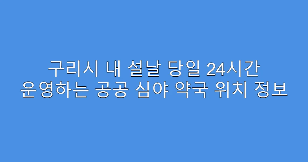 구리시 내 설날 당일 24시간 운영하는 공공 심야 약국 위치 정보
