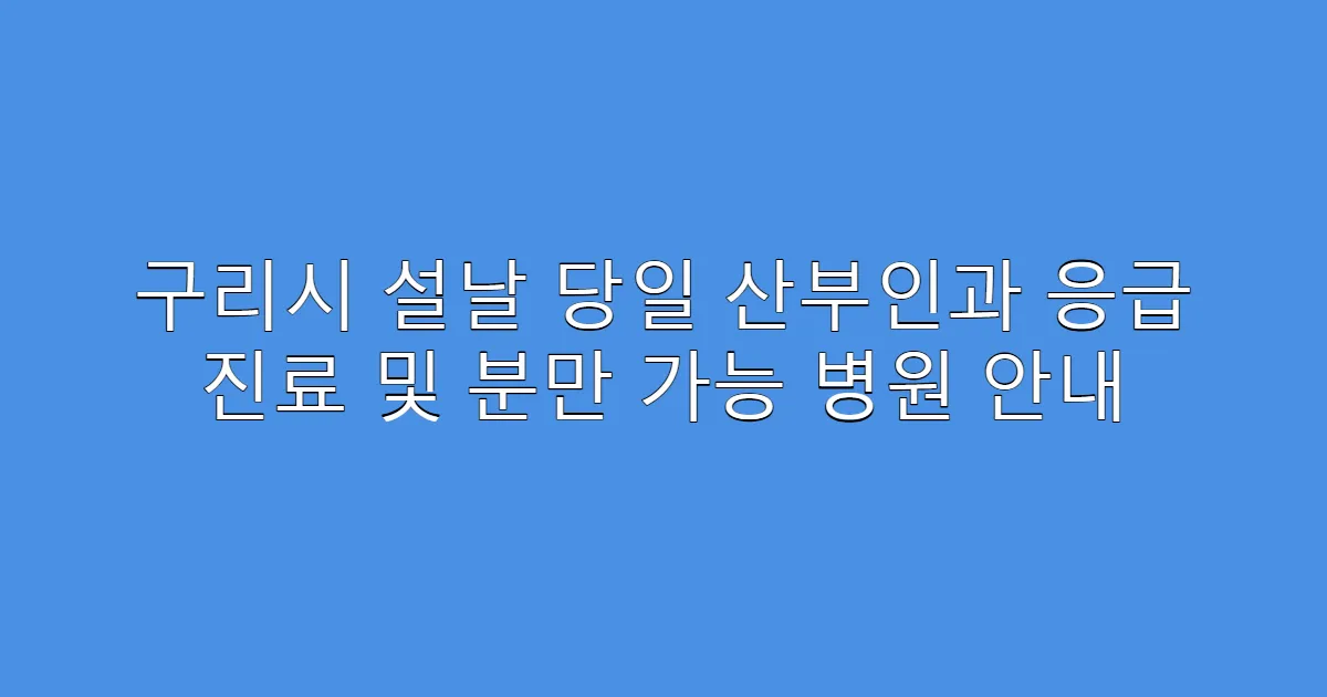 구리시 설날 당일 산부인과 응급 진료 및 분만 가능 병원 안내