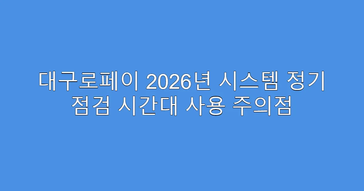 대구로페이 2026년 시스템 정기 점검 시간대 사용 주의점
