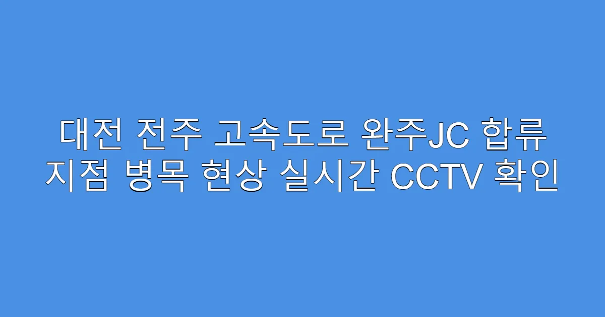 대전 전주 고속도로 완주JC 합류 지점 병목 현상 실시간 CCTV 확인