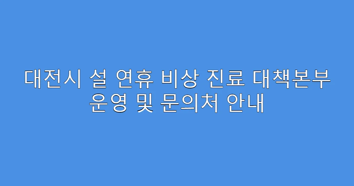대전시 설 연휴 비상 진료 대책본부 운영 및 문의처 안내