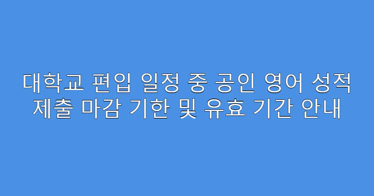 대학교 편입 일정 중 공인 영어 성적 제출 마감 기한 및 유효 기간 안내