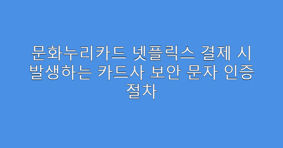 문화누리카드 넷플릭스 결제 시 발생하는 카드사 보안 문자 인증 절차