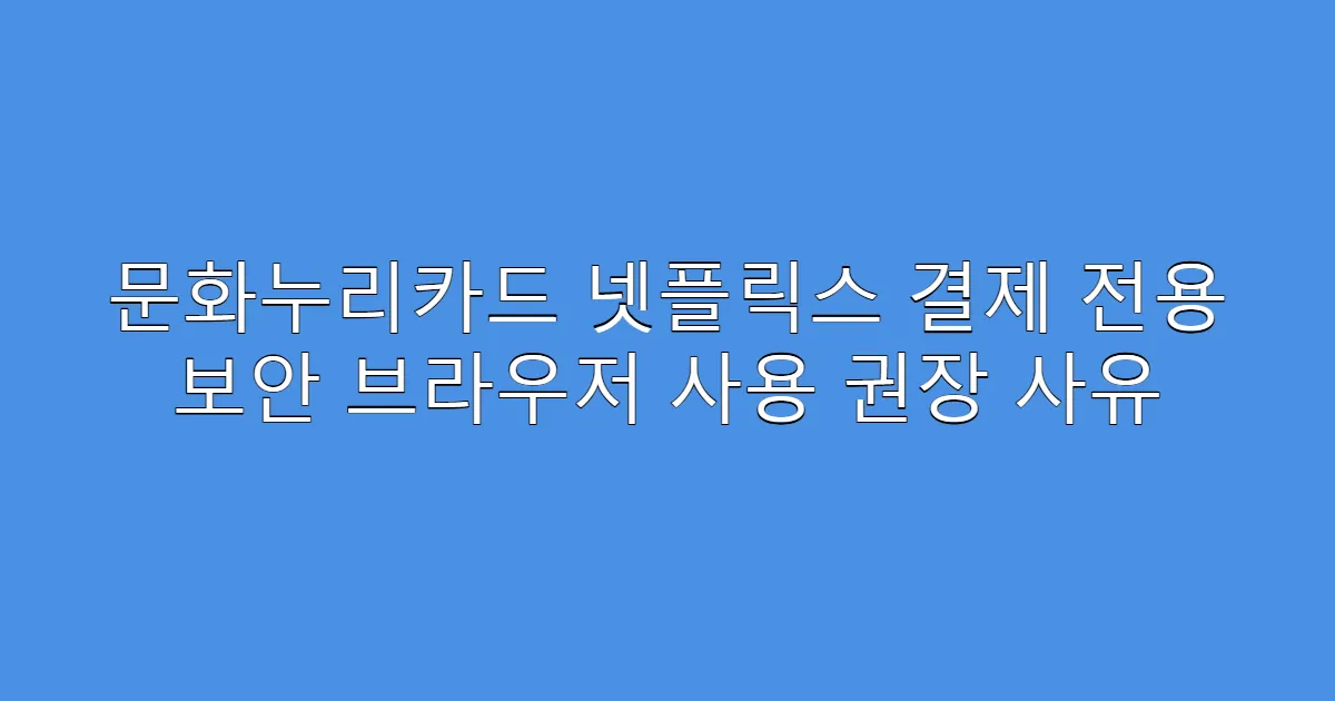 문화누리카드 넷플릭스 결제 전용 보안 브라우저 사용 권장 사유