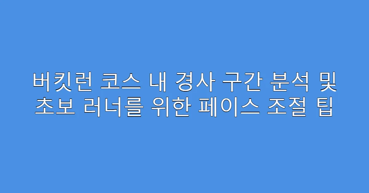 버킷런 코스 내 경사 구간 분석 및 초보 러너를 위한 페이스 조절 팁