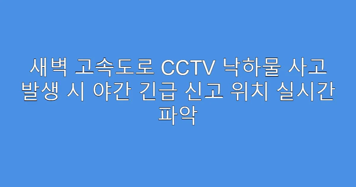 새벽 고속도로 CCTV 낙하물 사고 발생 시 야간 긴급 신고 위치 실시간 파악
