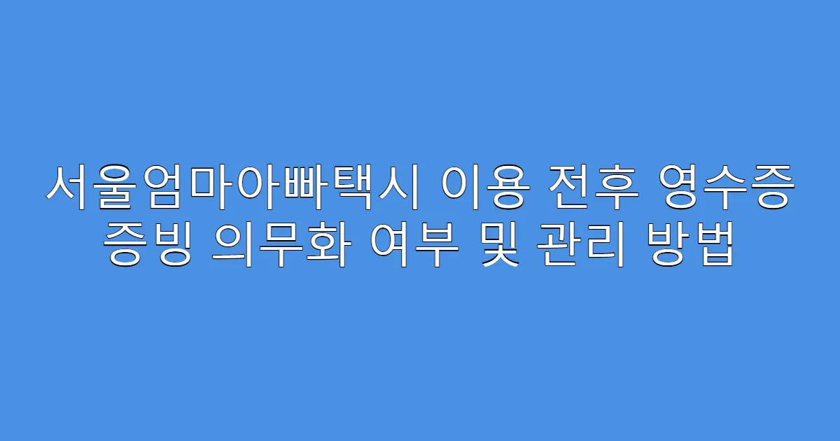 서울엄마아빠택시 이용 전후 영수증 증빙 의무화 여부 및 관리 방법