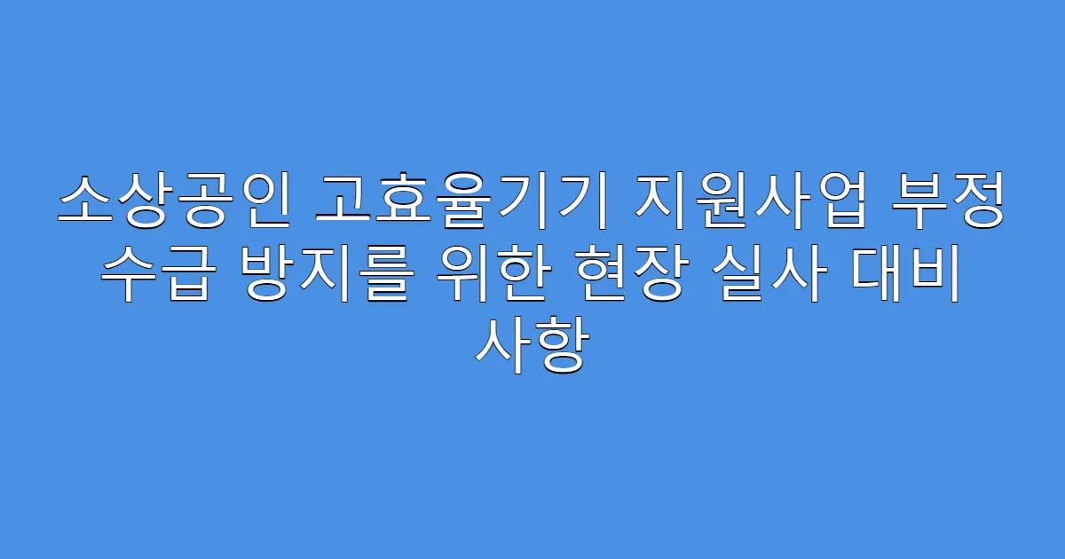 소상공인 고효율기기 지원사업 부정 수급 방지를 위한 현장 실사 대비 사항