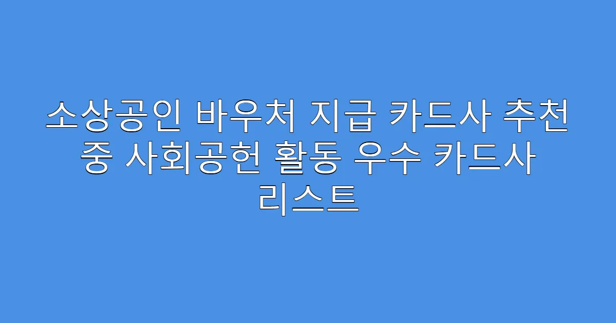 소상공인 바우처 지급 카드사 추천 중 사회공헌 활동 우수 카드사 리스트