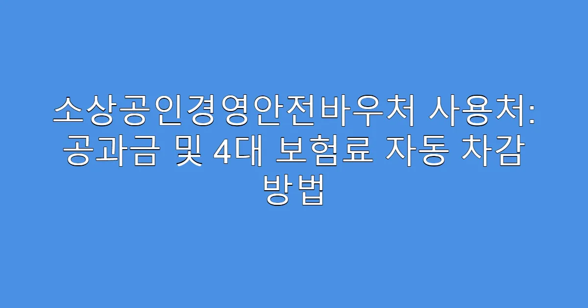 소상공인경영안전바우처 사용처: 공과금 및 4대 보험료 자동 차감 방법
