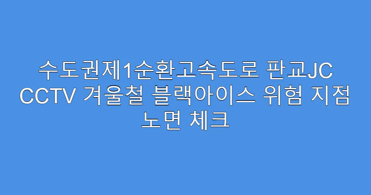 수도권제1순환고속도로 판교JC CCTV 겨울철 블랙아이스 위험 지점 노면 체크