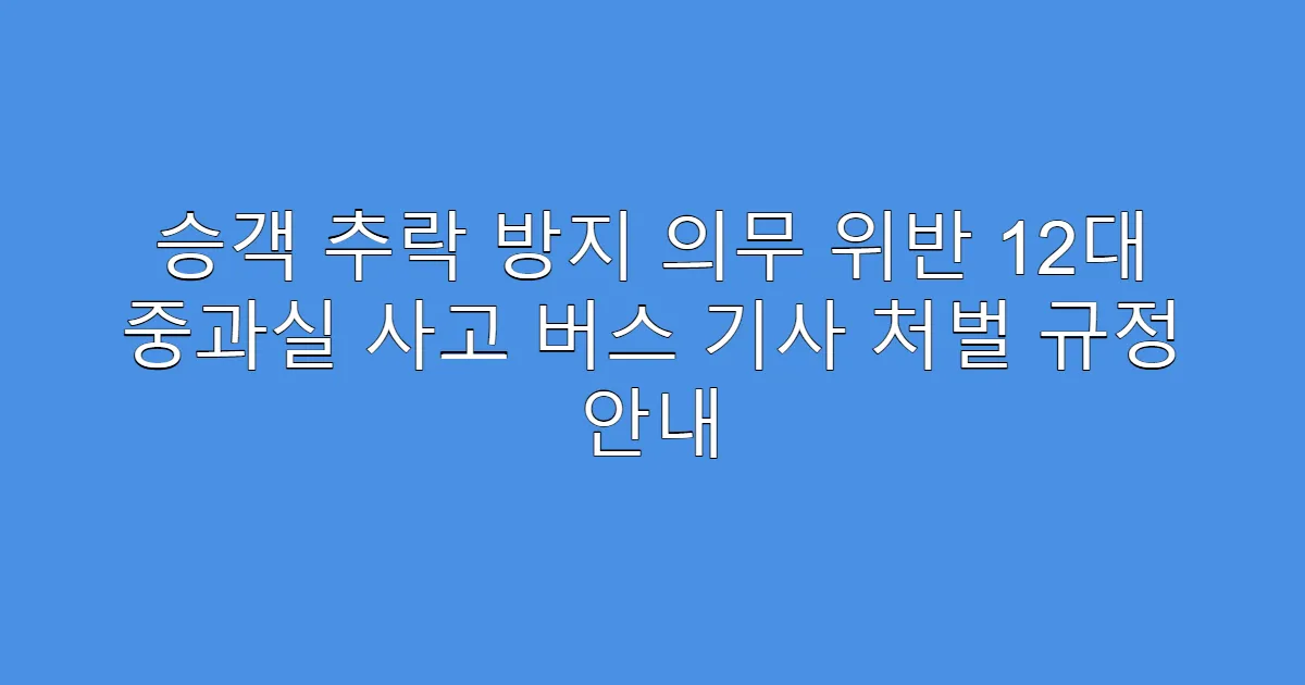 승객 추락 방지 의무 위반 12대 중과실 사고 버스 기사 처벌 규정 안내