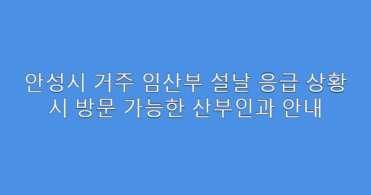 안성시 거주 임산부 설날 응급 상황 시 방문 가능한 산부인과 안내