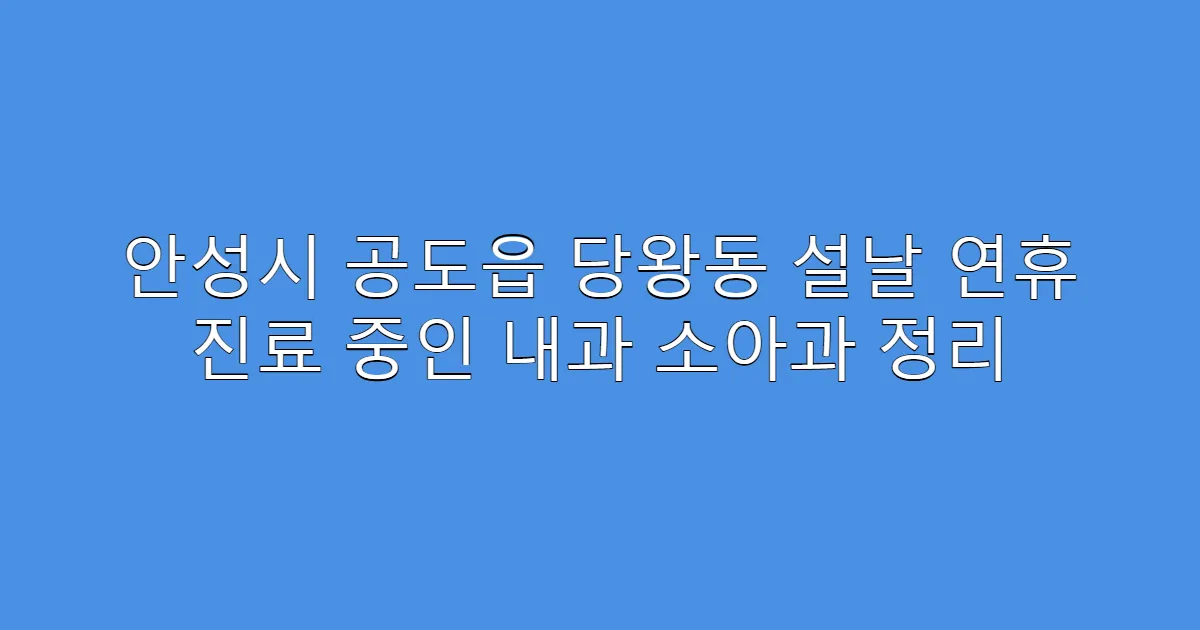 안성시 공도읍 당왕동 설날 연휴 진료 중인 내과 소아과 정리