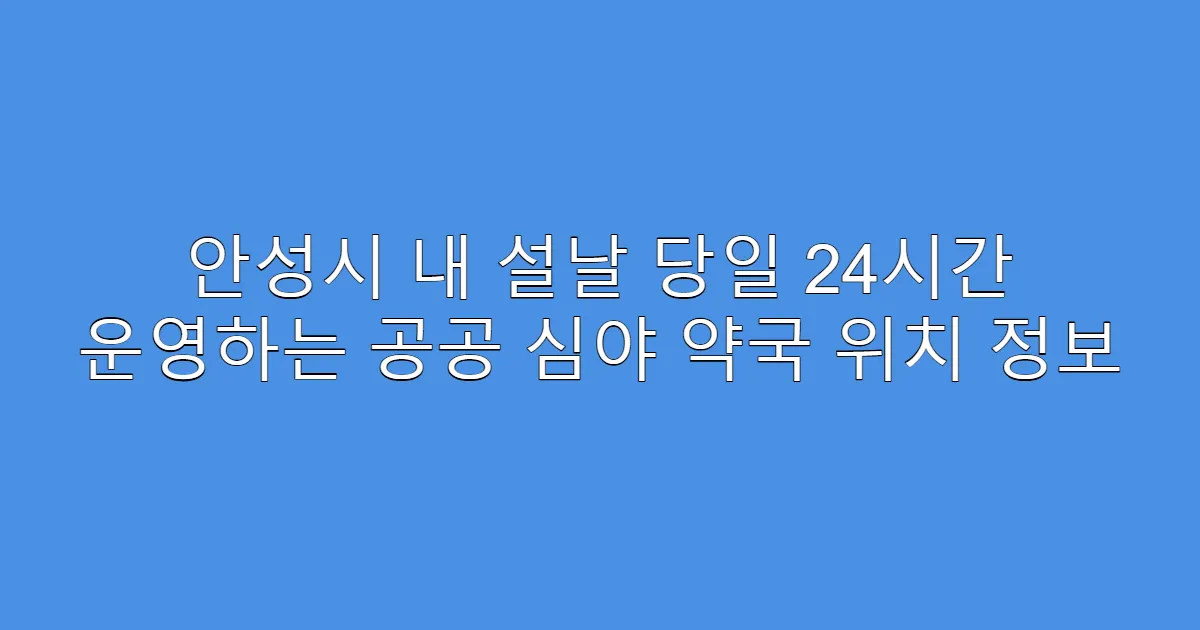 안성시 내 설날 당일 24시간 운영하는 공공 심야 약국 위치 정보