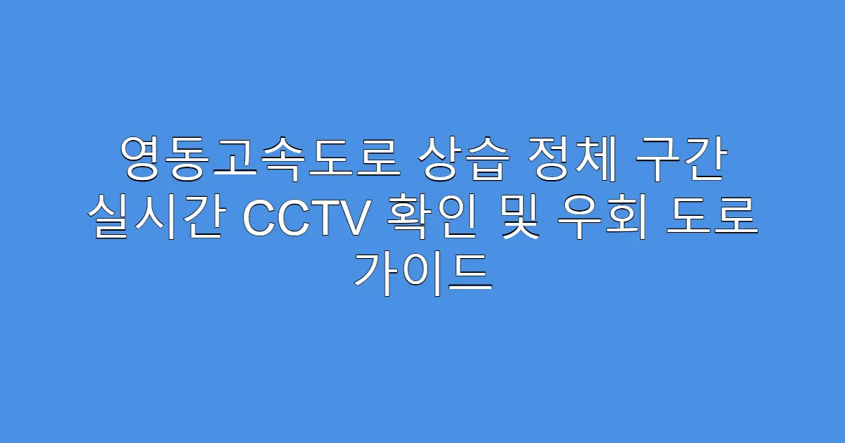 영동고속도로 상습 정체 구간 실시간 CCTV 확인 및 우회 도로 가이드