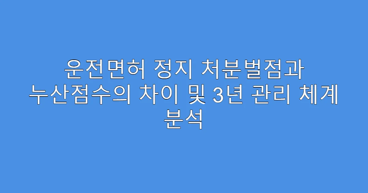 운전면허 정지 처분벌점과 누산점수의 차이 및 3년 관리 체계 분석