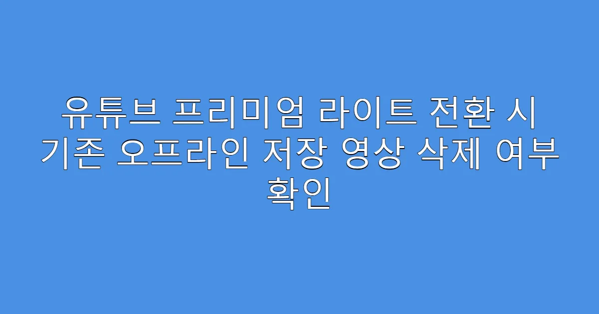 유튜브 프리미엄 라이트 전환 시 기존 오프라인 저장 영상 삭제 여부 확인