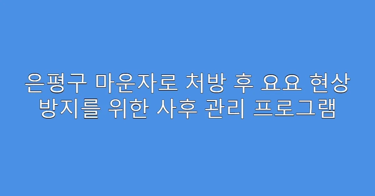 은평구 마운자로 처방 후 요요 현상 방지를 위한 사후 관리 프로그램