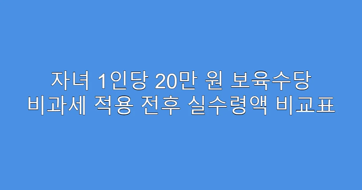 자녀 1인당 20만 원 보육수당 비과세 적용 전후 실수령액 비교표