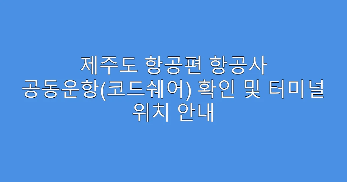 제주도 항공편 항공사 공동운항(코드쉐어) 확인 및 터미널 위치 안내