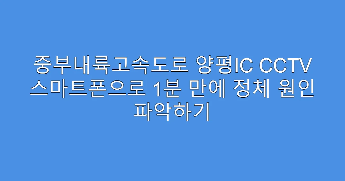 중부내륙고속도로 양평IC CCTV 스마트폰으로 1분 만에 정체 원인 파악하기