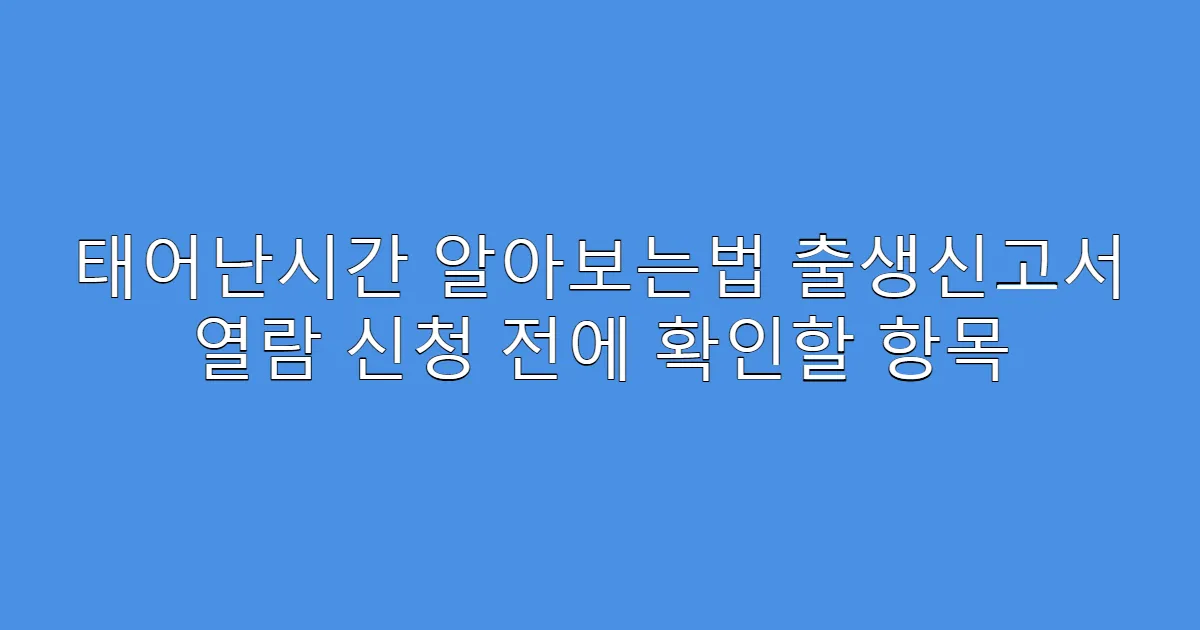 태어난시간 알아보는법 출생신고서 열람 신청 전에 확인할 항목